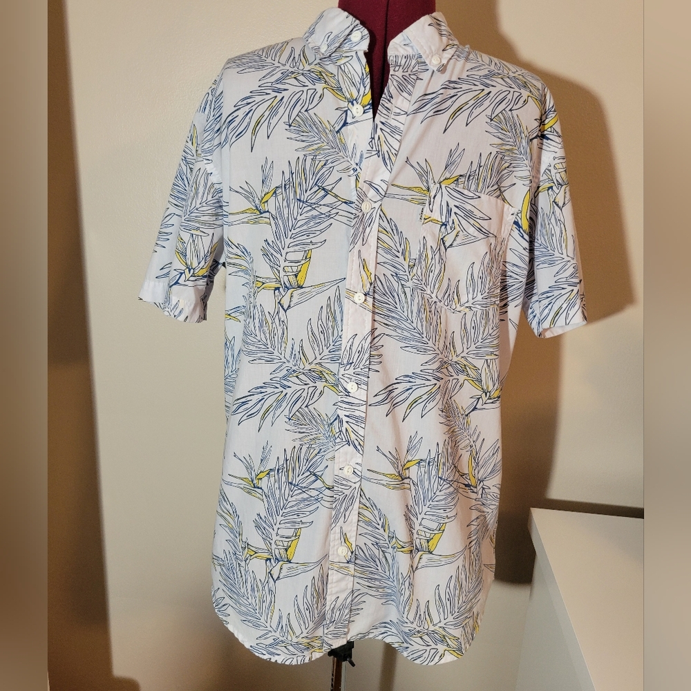 Levi's, Mens, Shortsleeve Buttondown, White, Blue, Yellow, Medium